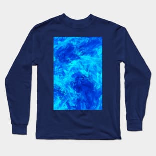 Ultra Blue Abstract Splatter Spalsh Marble Artwork Long Sleeve T-Shirt